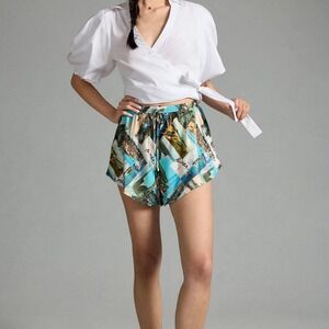 Maeve Size SMALL Elastic Waist Drawstring Shorts Milano La Mer Travel Print